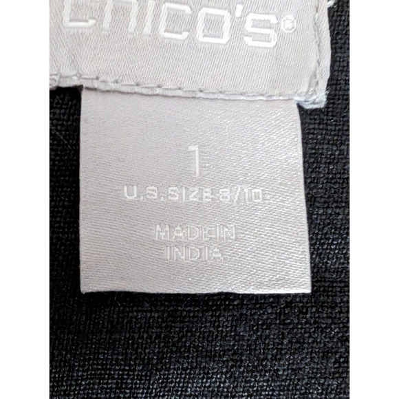 Chicos Jacket Cardigan Sz 1 Small 8 10 Black with White Embroidery Decoration - Picture 4 of 8